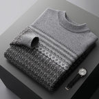 Men's Pure Wool Sweater Casual Gray