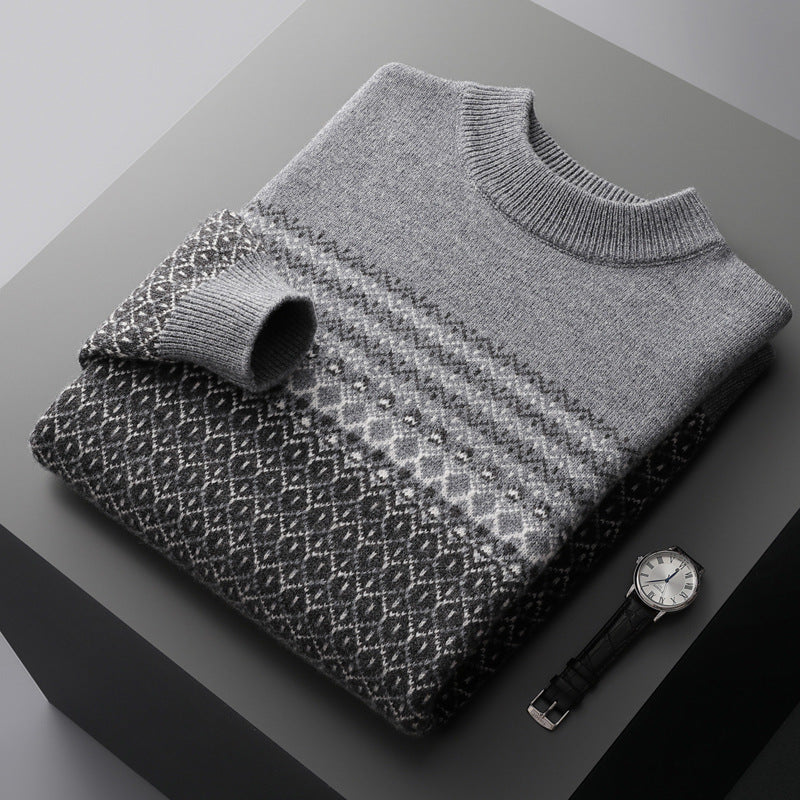 Men's Pure Wool Sweater Casual Gray