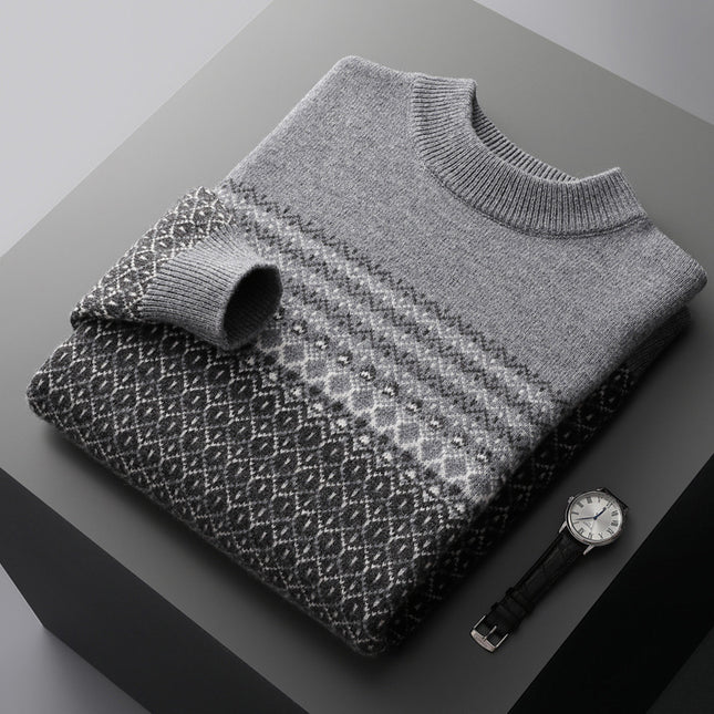 Men's Pure Wool Sweater Casual Gray