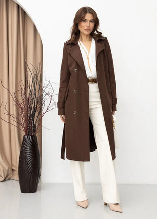 SS Classic Style Lace-up Coat Dark Brown