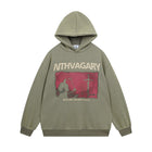 Men's Street Depressed Cross Velvet Padded Hoodie Green