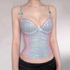 Desire Mesh Bow Sling Vest Light blue