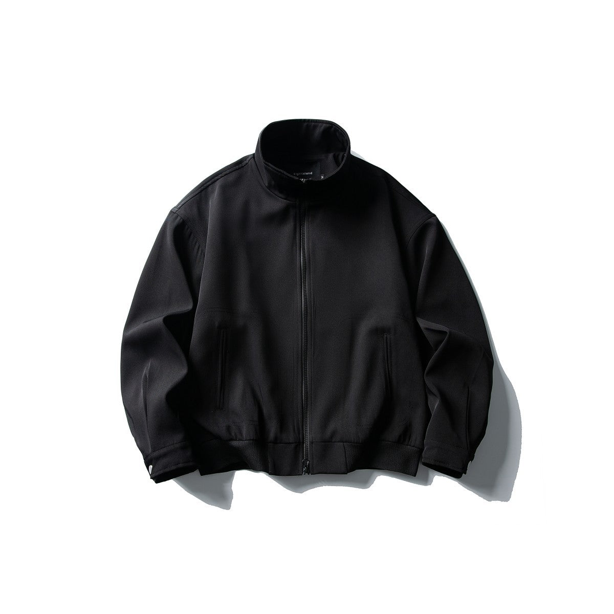 Retro Simple Zipper Stand Collar Jacket Black