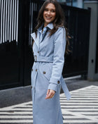 SS Classic Style Lace-up Coat Light blue