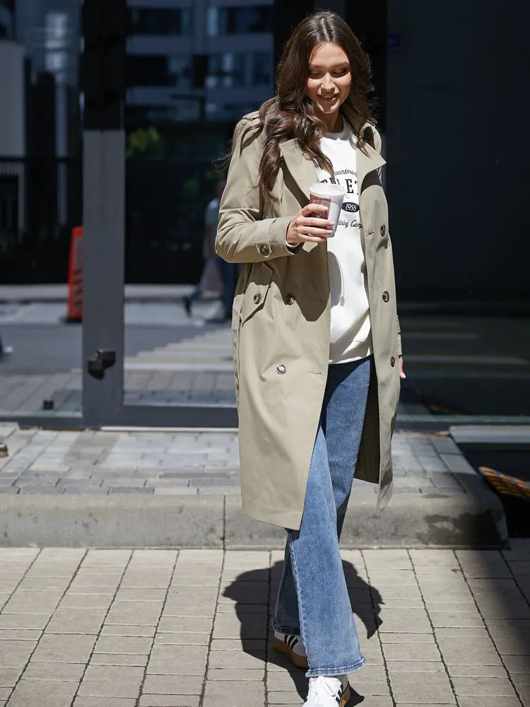 SS Classic Style Lace-up Coat Light green