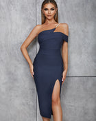 SS Blue Split Dress Navy Blue
