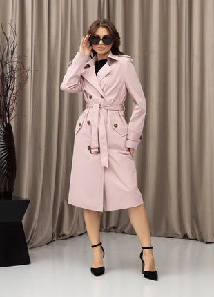 SS Classic Style Lace-up Coat Pink
