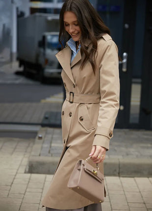 SS Classic Style Lace-up Coat Khaki