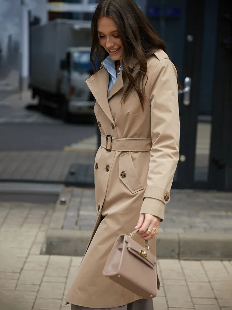 SS Classic Style Lace-up Coat Khaki