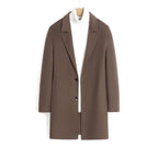 Male Worsted Wool Mid-length Slim-fit Coat