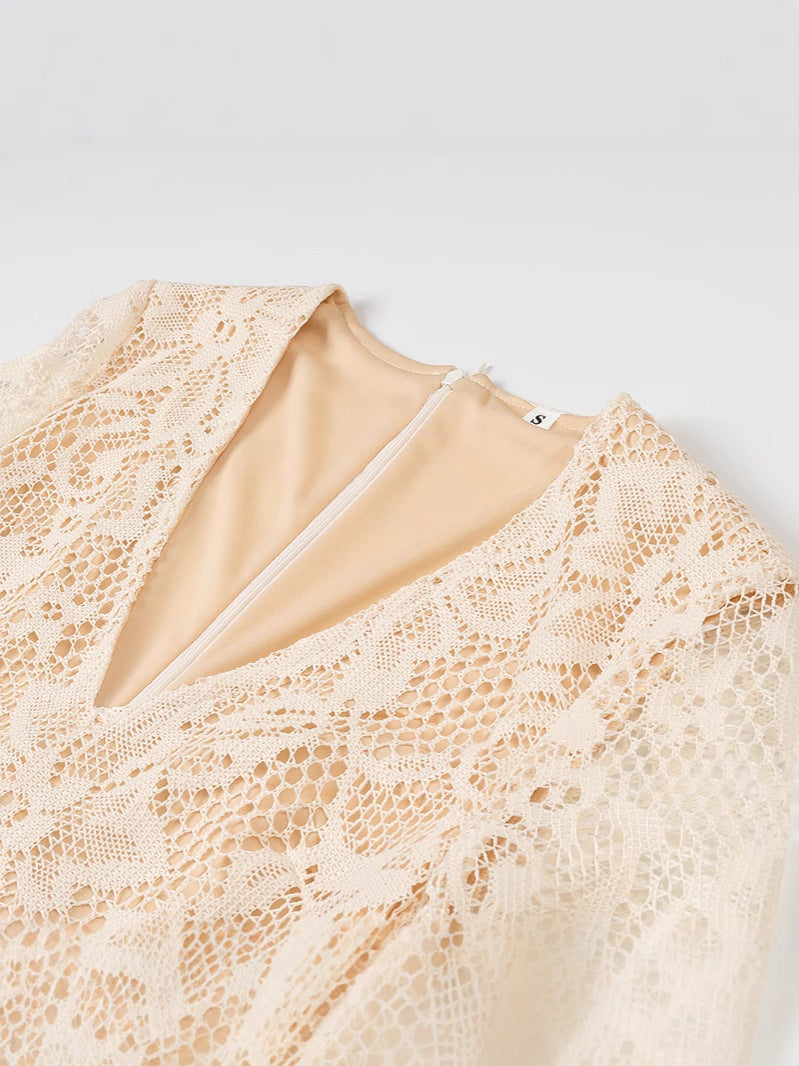 Sexy Style Mesh Lace Hollow Dress