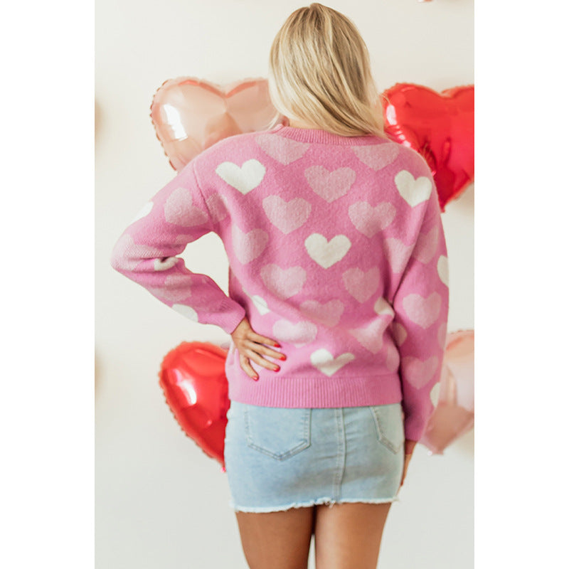 Women's Heart Shape Beads Sweater