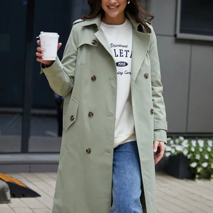 SS Classic Style Lace-up Coat Lake green