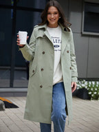 SS Classic Style Lace-up Coat Lake green