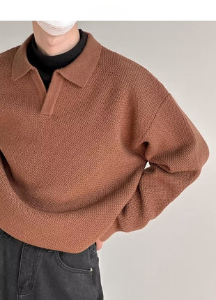 SS Men's Loose Sweater Brown