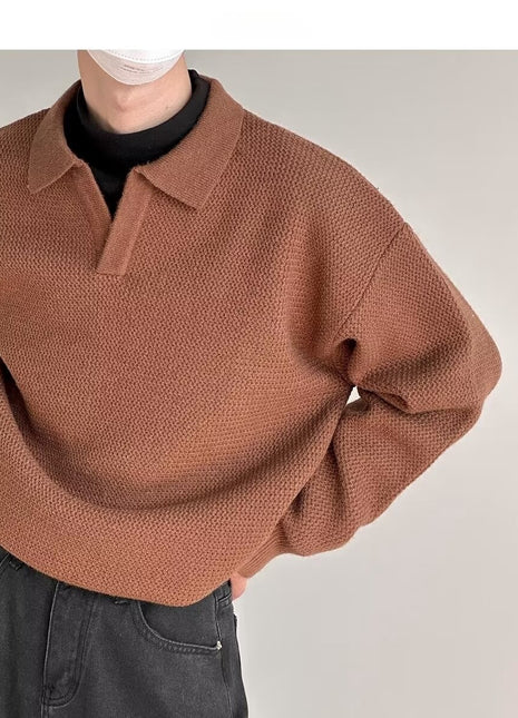 SS Men's Loose Sweater Brown