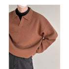 Men's Loose Long Sleeves Sweater Brown