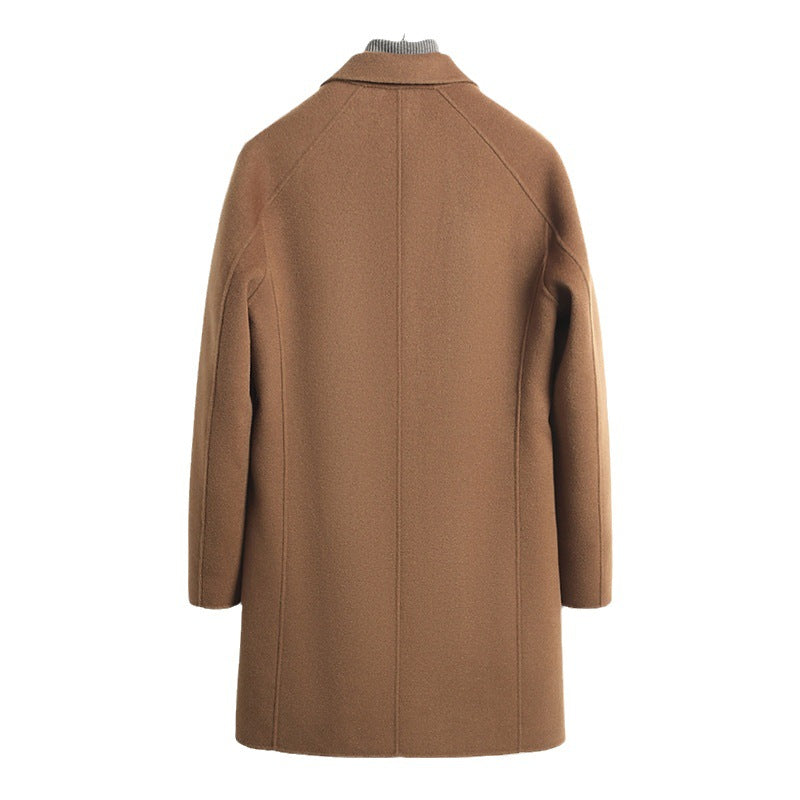 Male Worsted Wool Mid-length Slim-fit Coat