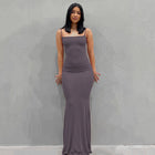 Casual Slim-fit Sling Long Dress Purple