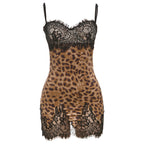 Sexy Leopard-print Slim-fit Backless Lace Sling Dress
