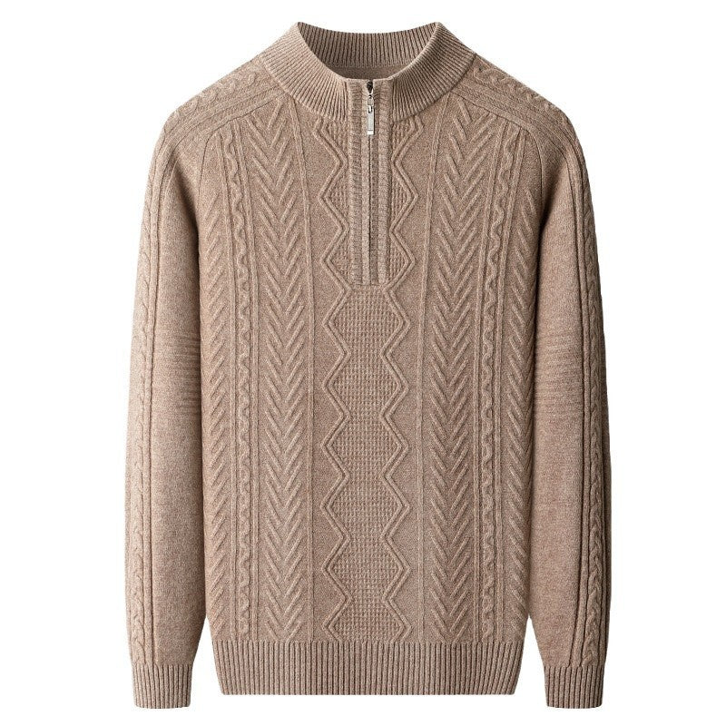 All Wool Men's Half Zipper Sweater