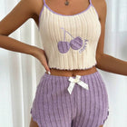 Comfortable Suspender Pyjama Two Piece Purple