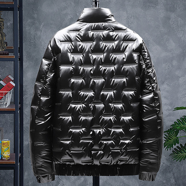Men's Glossy Stand-up Collar Casual Jacket