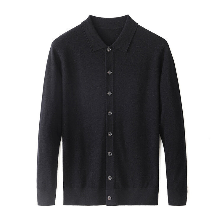 Worsted Single-sided Wool Sweater Black