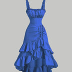Slim Fit Sexy All-matching Suspenders Dress Women Blue