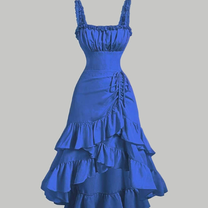 Slim Fit Sexy All-matching Suspenders Dress Women Blue