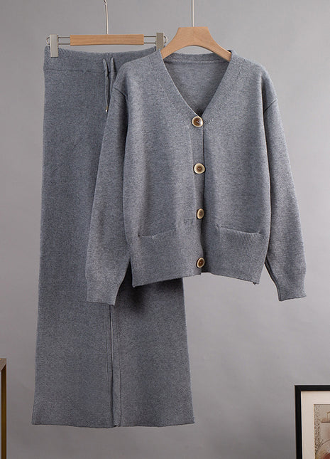 SS Cardigan Sweater Suit Grey One size