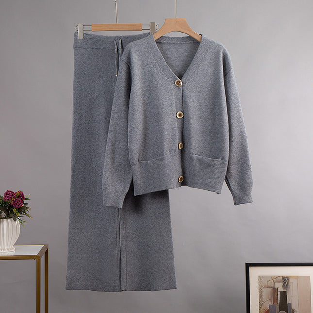 Cardigan Sweater Suit Grey One size