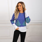 Blue Jacquard Christmas Knitted Sweater