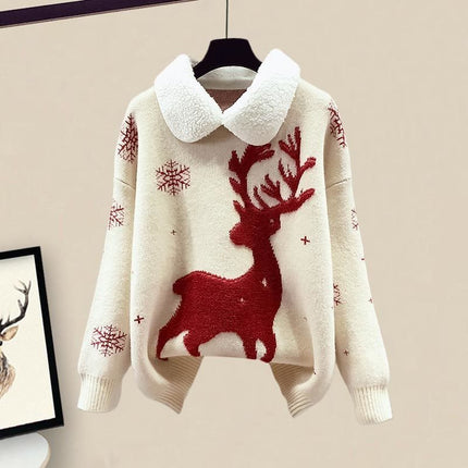 All-matching Knitted Sweater Skirt Two-piece Set white sweater