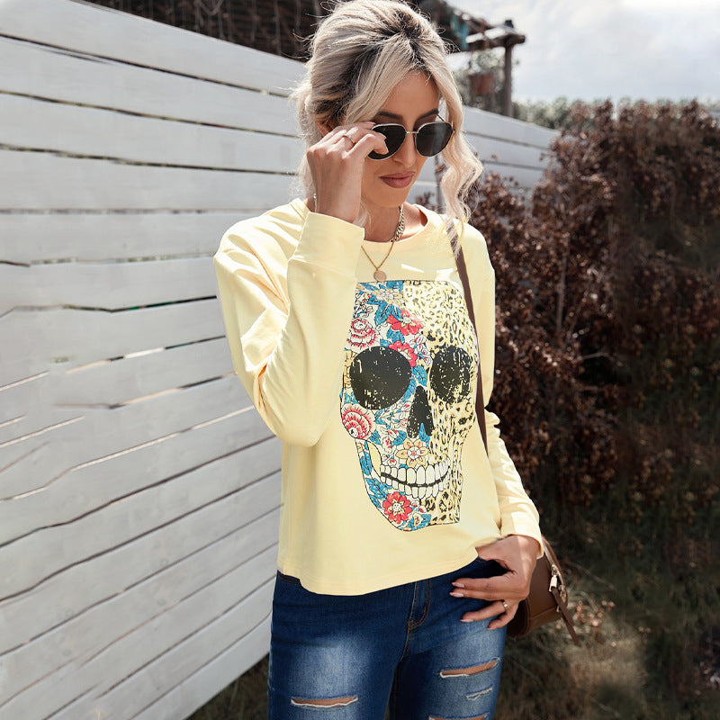 Halloween Skull Print Beige