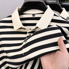Jacquard Stripes Breathable Polo T-Shirt Black