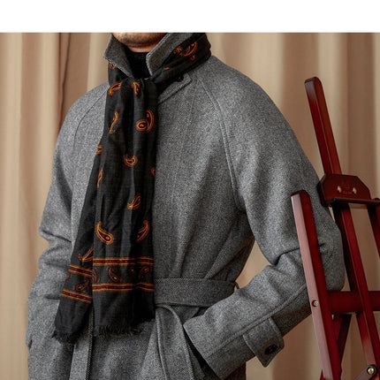 Men's Winter British Casual Wool Mid-length Coat Grey