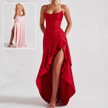 Women's Backless Ruffles Dress