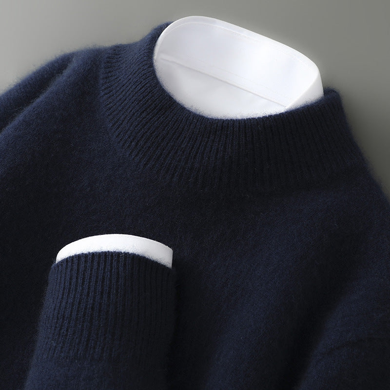 Men's Half-high Collar Thickened Pullover Dark blue Half Turtleneck