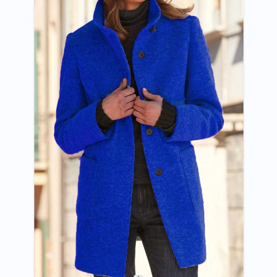 Women’s Winter Casual Button Outwear Coat dark blue