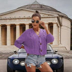 Autumn And Winter Button Sweaters Purple