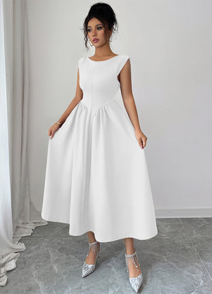 SS Waist Skirt Dress Beige