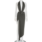 SS Pleated Elegant Dress gray green