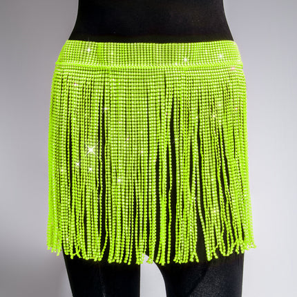 Rhinestone Strap Women's Skirt Light green