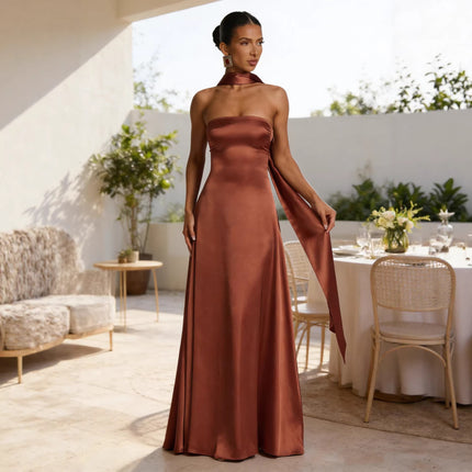 Women's Backless Tube Top High Waist Evening Gown | Party & Prom