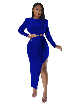SS Waist Dress Color blue