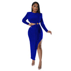 Sexy Open Waist Dress Color blue