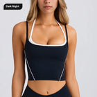 Sports Underwear Vest Shorts Spaghetti Strap Black TOP