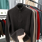 All Wool Men's Half Zipper Sweater Dark Brown