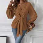 Long Sleeve Shirt Autumn Top Women Brown